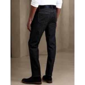 BANANA REPUBLIC Men's Straight Organic Cotton Jean Black Prewashed 35W